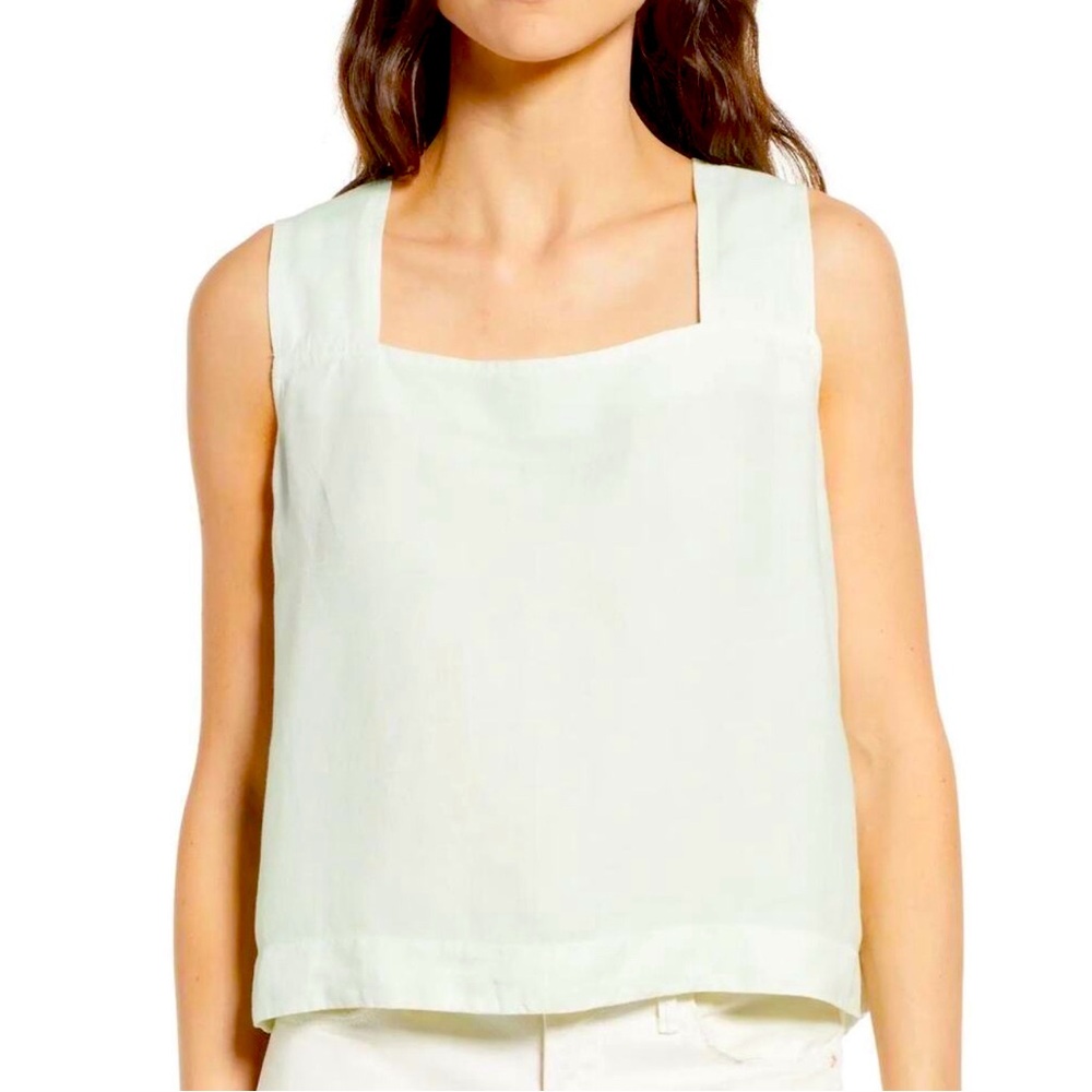 Madewell Linen-Blend Sunside Button Back Top (Mint Green, Size 8, NEW)